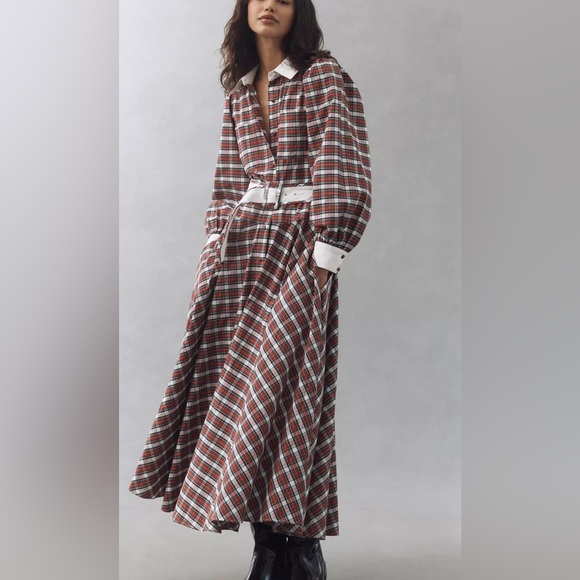 HUNTER BELL Dresses & Skirts - Hunter Bell Randolph Belted plaid Midi Dress New Sz 4